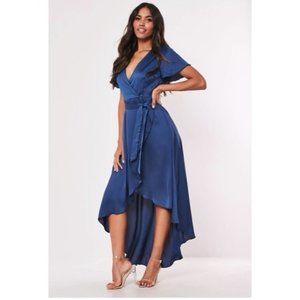 Missguided Navy High Low Dress